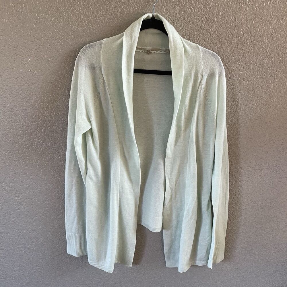 Anthropologie Knitted And Knotted Cardigan Womens Medium Mint Green Wool Open